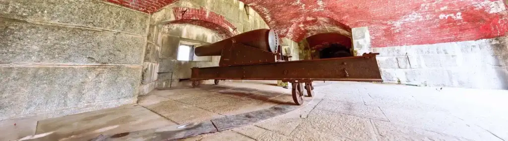Cannon Gun Placement at Fort Knox State Historic Site in Prospect, Maine