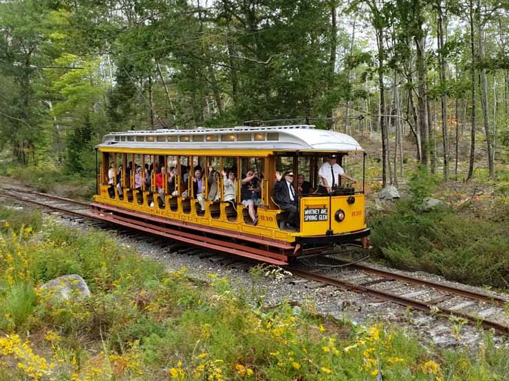 Trolley car at the Seashore Trolley Museum in Kennebunkport, Maine