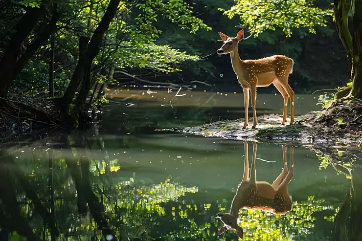 deer on the pond